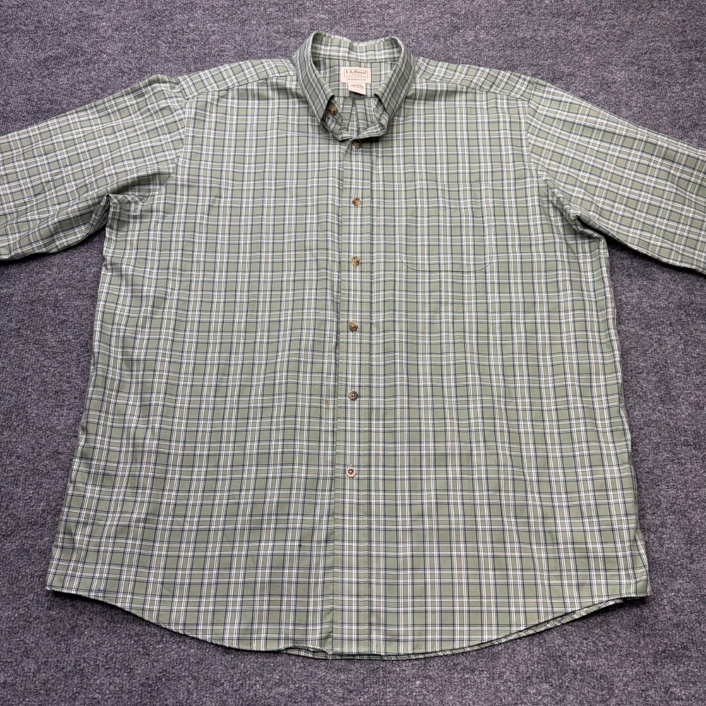 LL Bean Mens XL Green Plaid Traditional Fit Cotton Button Down Shirt 503307 - Picture 3 of 8